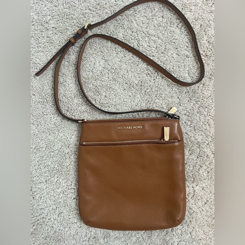 Michael Kors Tan Leather Crossbody with Gold Accents